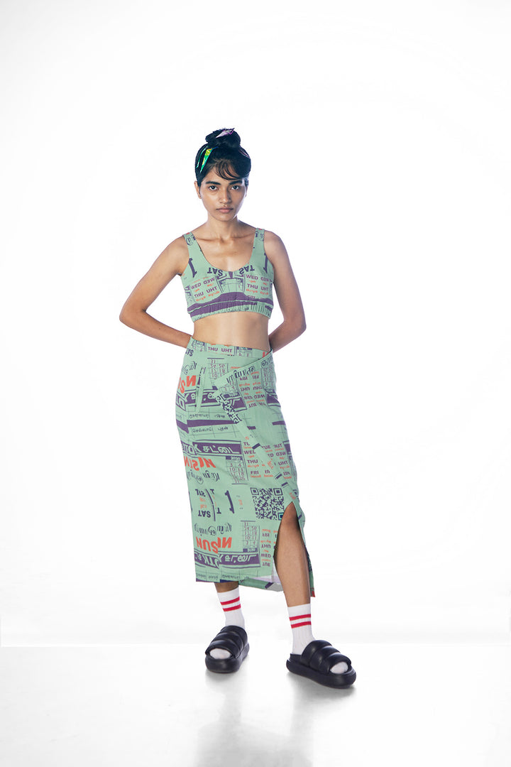 CALENDAR WRAPPED PENCIL SKIRT