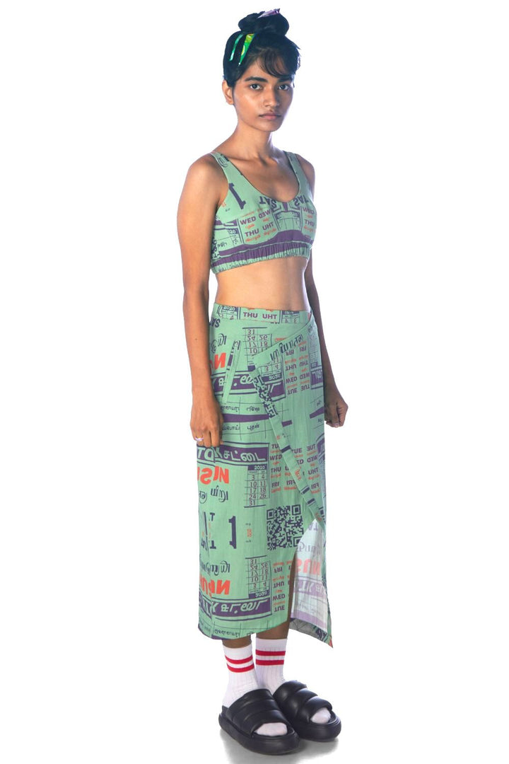CALENDAR WRAPPED PENCIL SKIRT